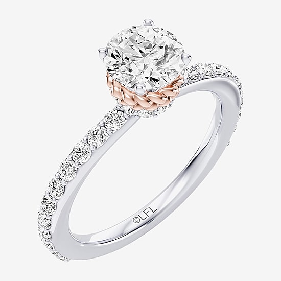 Star Wars Fine Jewelry Star Wars Fine Jewelry Princess Leia (F / Si1) Womens 1 1/2 CT. T.W. Lab Grown White Diamond 10K Gold Round Star Wars Side Stone Engagement Ring