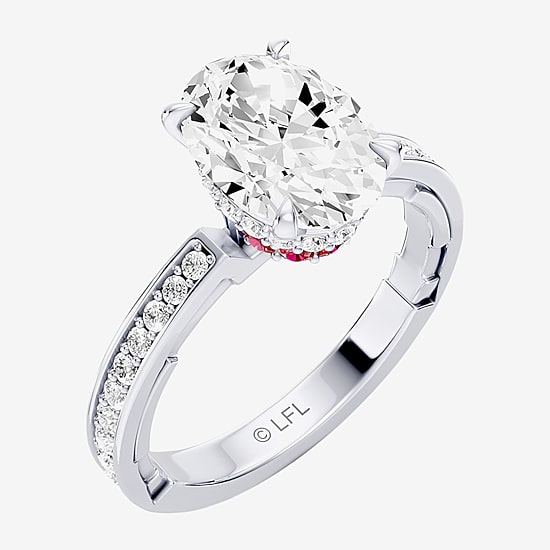Star Wars Fine Jewelry Star Wars Fine Jewelry R2-D2 (F / Si1) Womens 2 3/8 Ct. T.W. Lab Grown White Diamond 10K Gold Oval Star Wars Side Stone Engagement Ring