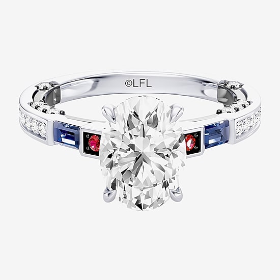 Star Wars Fine Jewelry Star Wars Fine Jewelry R2-D2 (F / Si1) Womens 1 3/4 CT. T.W. Lab Grown White Diamond 10K Gold Oval Star Wars Side Stone Engagement Ring