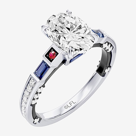 Star Wars Fine Jewelry Star Wars Fine Jewelry R2-D2 (F / Si1) Womens 1 3/4 CT. T.W. Lab Grown White Diamond 10K Gold Oval Star Wars Side Stone Engagement Ring