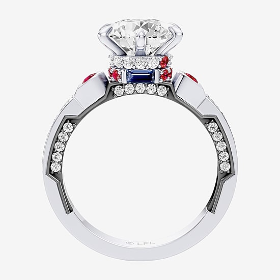 Star Wars Fine Jewelry Star Wars Fine Jewelry R2-D2 (F / Si1) Womens 2 1/2 CT. T.W. Lab Grown White Diamond 10K Gold Round Star Wars Side Stone Engagement Ring