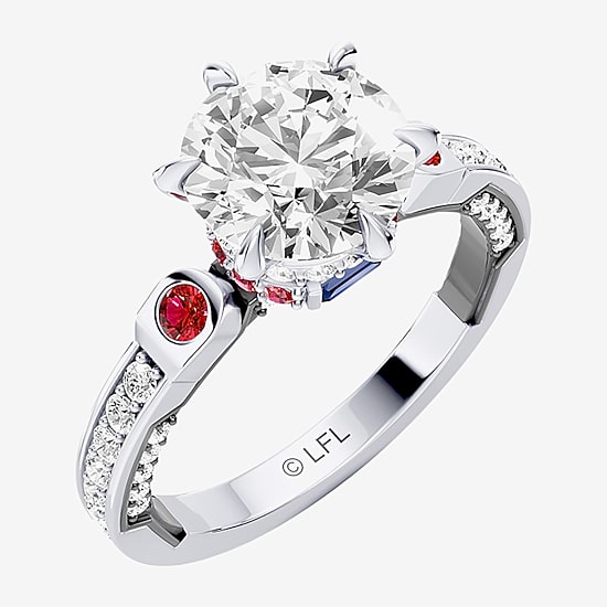 Star Wars Fine Jewelry Star Wars Fine Jewelry R2-D2 (F / Si1) Womens 2 1/2 CT. T.W. Lab Grown White Diamond 10K Gold Round Star Wars Side Stone Engagement Ring
