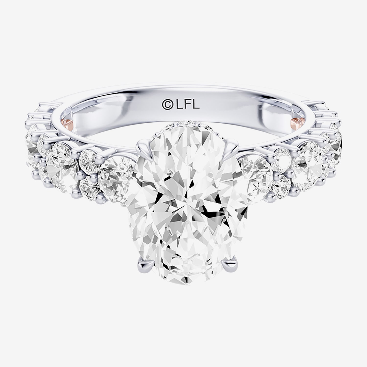 Star Wars Fine Jewelry Princess Leia (F / Si1) Womens 3 5/8 Ct. T.W. Lab Grown White Diamond 10K Gold Oval Side Stone Engagement Ring