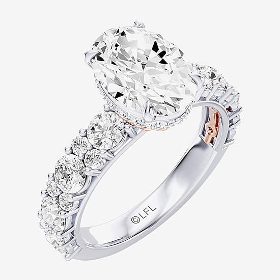 Star Wars Fine Jewelry Star Wars Fine Jewelry Princess Leia (F / Si1) Womens 3 5/8 Ct. T.W. Lab Grown White Diamond 10K Gold Oval Star Wars Side Stone Engagement Ring