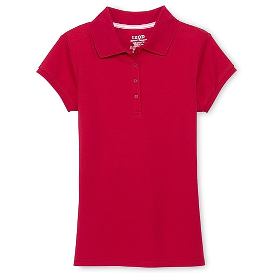 Izod Exclusive Big Kid Girls Round Neck Short Sleeve Regular Fit Polo Shirt