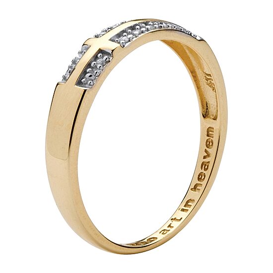 Sideways Mens Diamond Accent Natural White Diamond 10K Gold Cross Fashion Ring