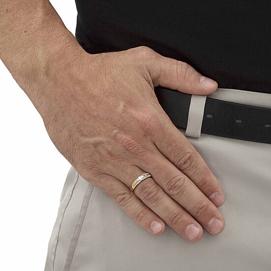 Sideways Mens Diamond Accent Natural White Diamond 10K Gold Cross Fashion Ring