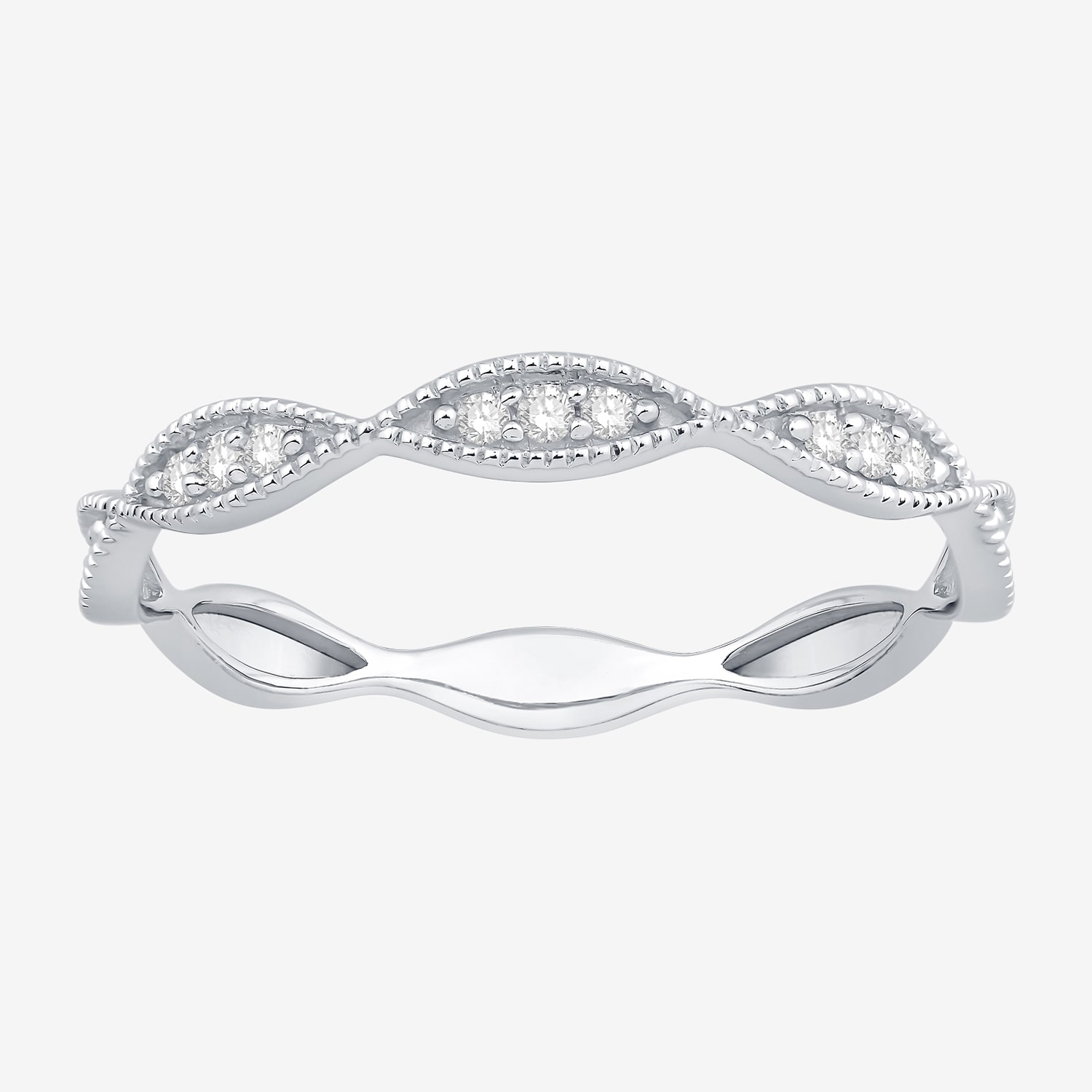 Womens 1/ CT. T.W. Natural White Diamond 10K Gold Wedding Band