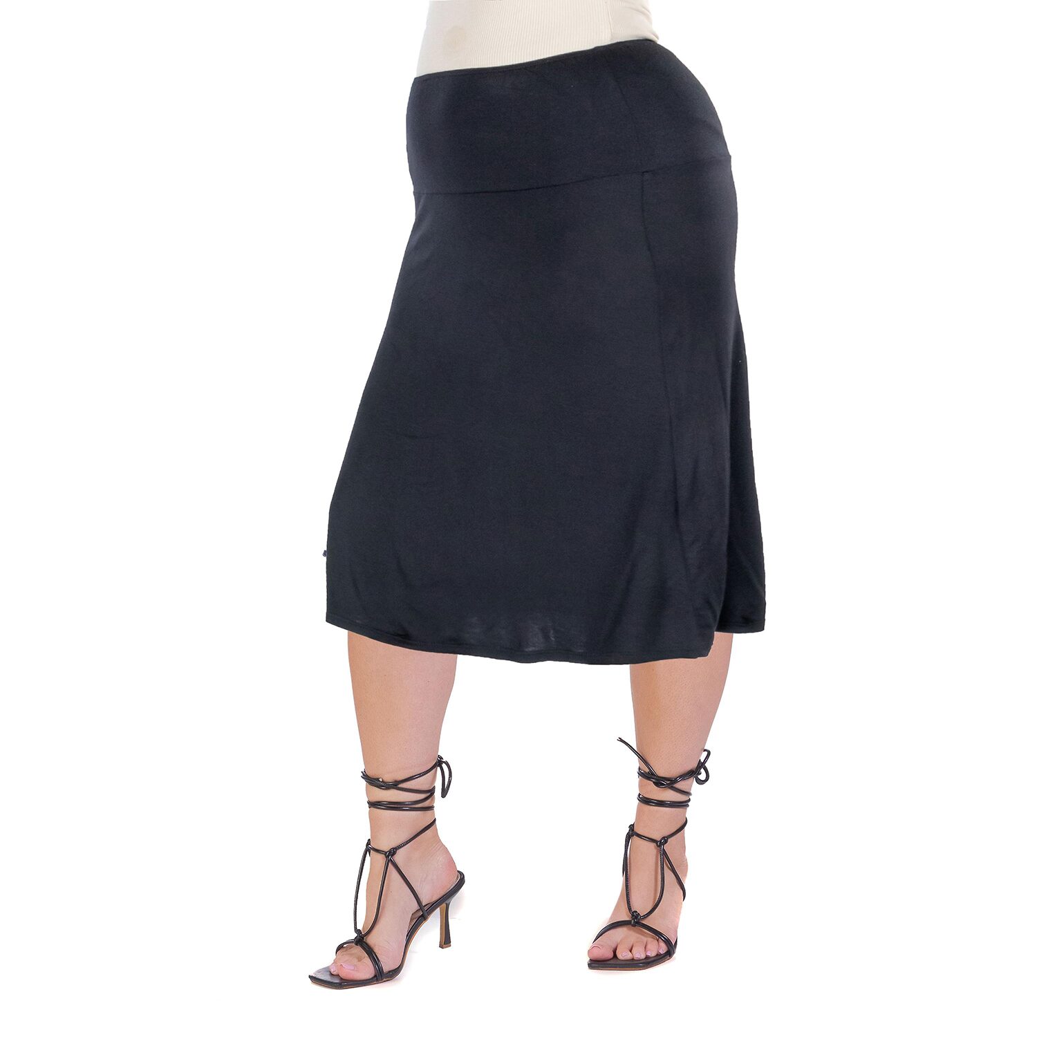 24seven Comfort Apparel Womens Plus Mid Rise A-Line Skirt