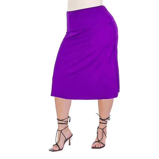 24seven Comfort Apparel Womens Plus Mid Rise A-Line Skirt