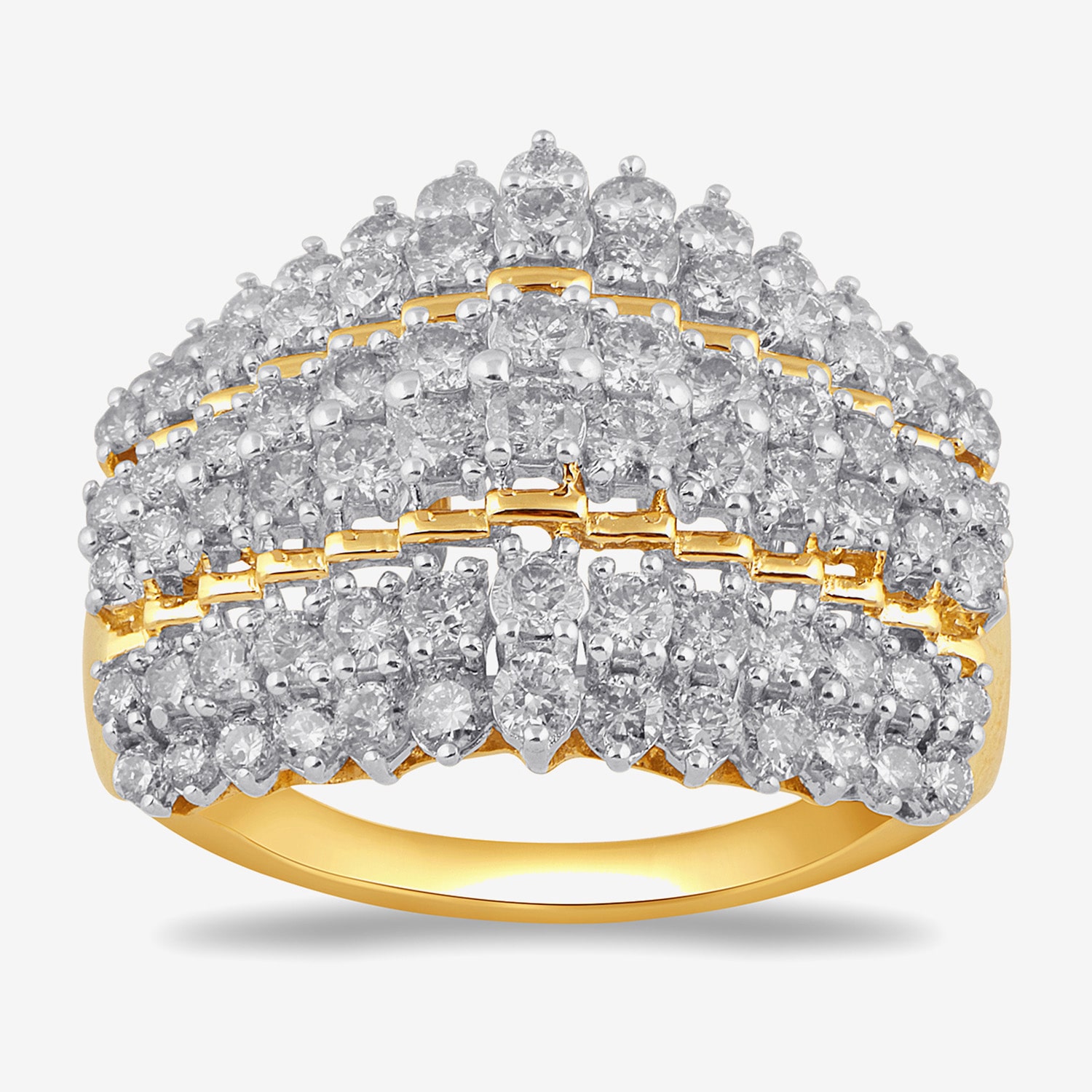 Womens 2 CT. T.W. Natural White Diamond 10K or 14K  White or Yellow Gold Cocktail Ring