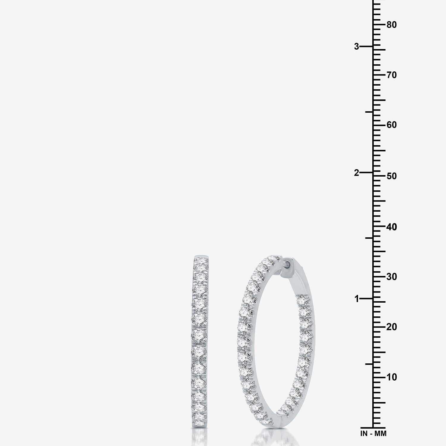 (H-I / I1) 4 CT. T.W. Lab Grown Diamond 10K or 14K White or Yellow Gold 34.3mm Hoop Earrings