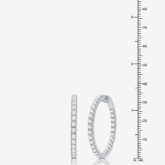 (H-I / I1) 4 CT. T.W. Lab Grown Diamond 10K or 14K White or Yellow Gold 34.3mm Hoop Earrings