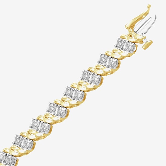 Womens 4 CT. T.W. Natural White Diamond 10K Gold 7.25 Inch Tennis Bracelet
