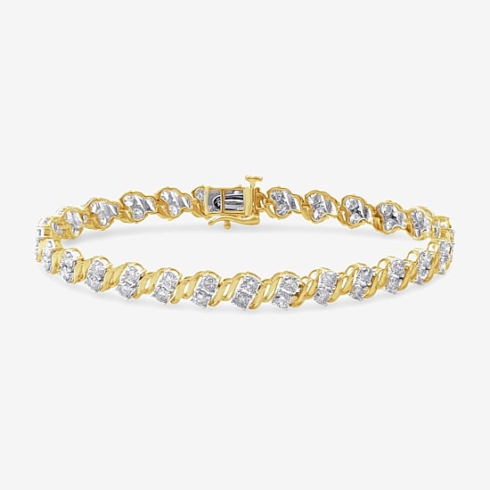 Womens 4 CT. T.W. Natural White Diamond 10K Gold 7.25 Inch Tennis Bracelet