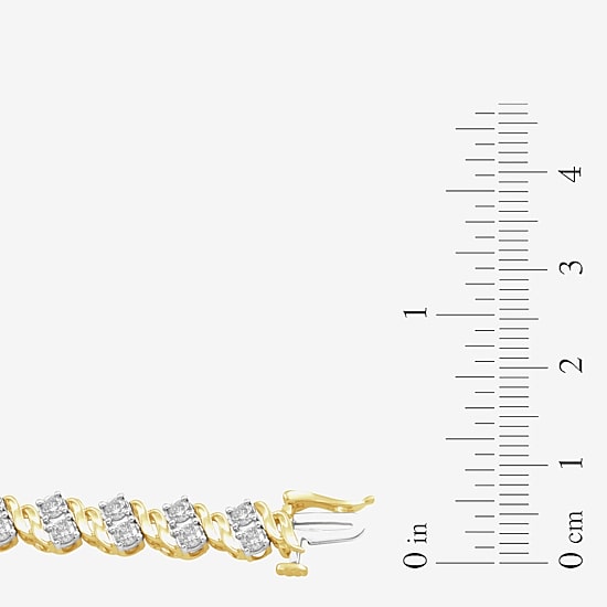 Womens 4 CT. T.W. Natural White Diamond 10K Gold 7.25 Inch Tennis Bracelet