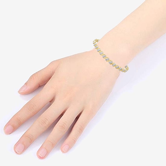 Womens 4 CT. T.W. Natural White Diamond 10K Gold 7.25 Inch Tennis Bracelet