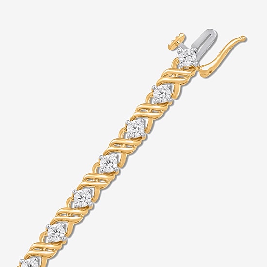 Womens 2 CT. Lab Grown White Diamond 10K Gold Tennis Bracelet