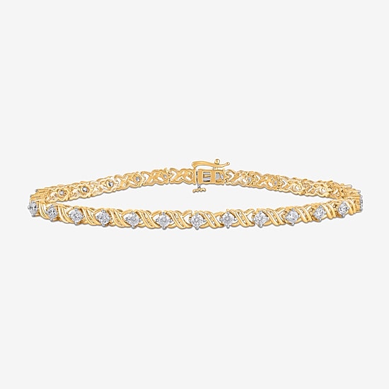Womens 2 CT. Lab Grown White Diamond 10K Gold Tennis Bracelet