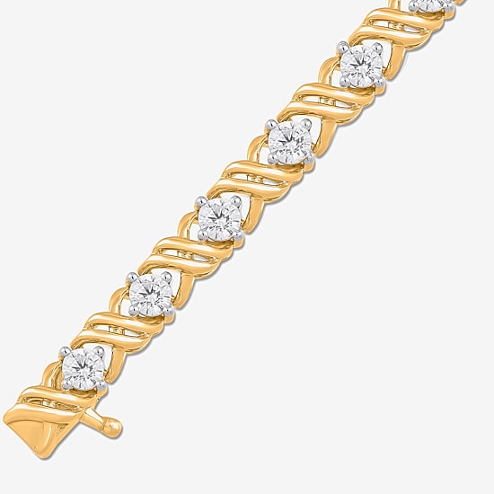 Womens 2 CT. Lab Grown White Diamond 10K Gold Tennis Bracelet