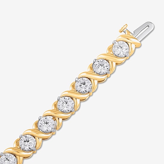 (H / I1) 10 C.T. T.W Lab Grown White Diamond 10K White or Yellow Gold Tennis Bracelet