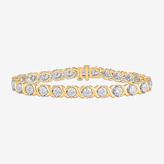 (H / I1) 10 C.T. T.W Lab Grown White Diamond 10K White or Yellow Gold Tennis Bracelet