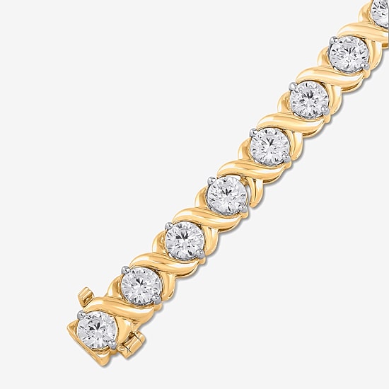 (H / I1) 10 C.T. T.W Lab Grown White Diamond 10K White or Yellow Gold Tennis Bracelet