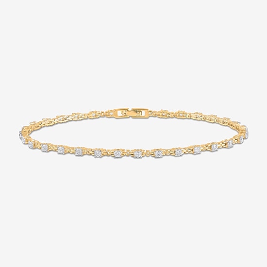 Womens 1 CT. Lab Grown White Diamond 10K Gold Tennis Bracelet