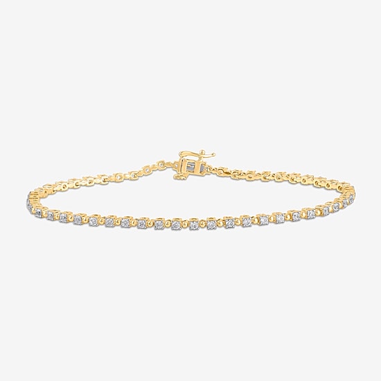 Womens 1 CT. Lab Grown White Diamond 10K Gold Tennis Bracelet