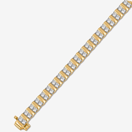 Womens 2 CT. Lab Grown White Diamond 10K Gold Tennis Bracelet