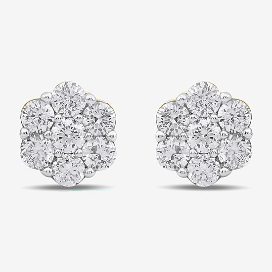 Diamond Blossom 1/4 CT. T.W. Lab Grown White Diamond 10K White or Yellow Gold 5.2mm Flower Stud Earrings