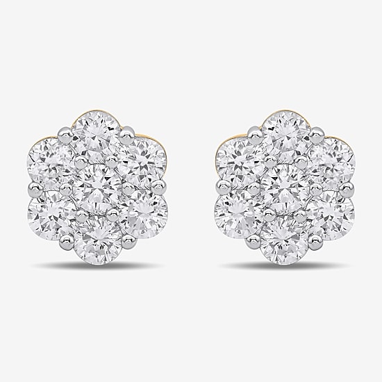 Diamond Blossom 1 CT. T.W. Lab Grown White Diamond 10K White or Yellow Gold 8.2mm Flower Stud Earrings