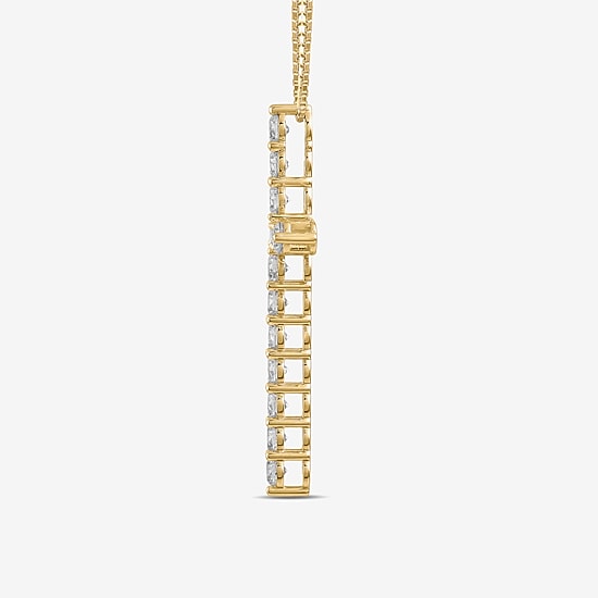 Womens 2 CT. Lab Grown White Diamond 10K Gold Cross 18 Inch Pendant Necklace