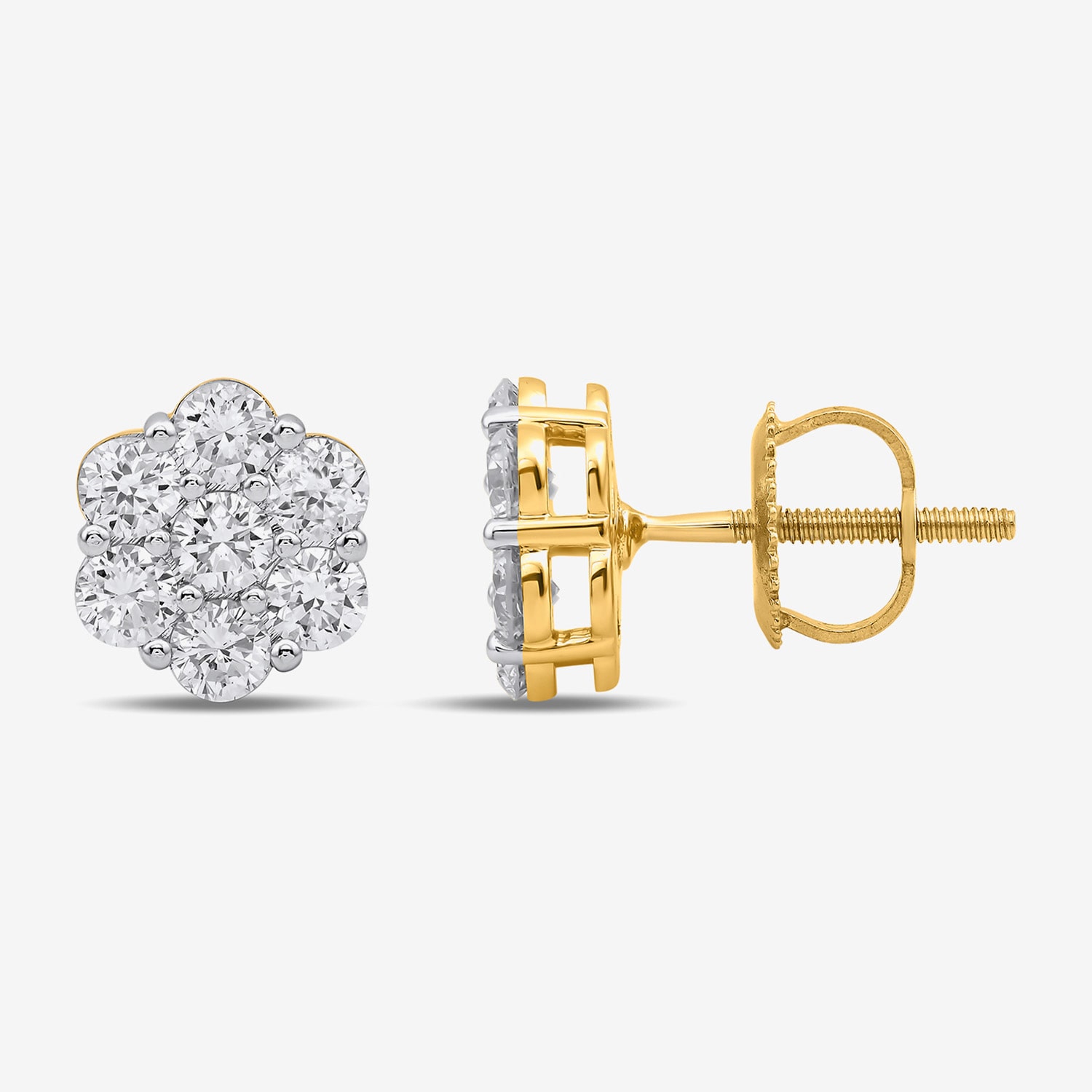 Diamond Blossom 1 CT. T.W. Lab Grown White Diamond 10K White or Yellow Gold 8.2mm Flower Stud Earrings
