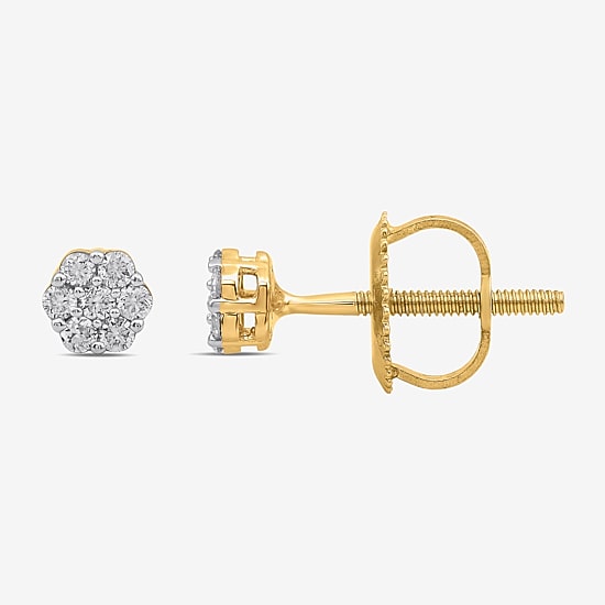Diamond Blossom 1/10 CT. T.W. Lab Grown White Diamond 10K Gold 3.7mm Flower Stud Earrings