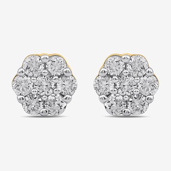 Diamond Blossom 1/10 CT. T.W. Lab Grown White Diamond 10K Gold 3.7mm Flower Stud Earrings