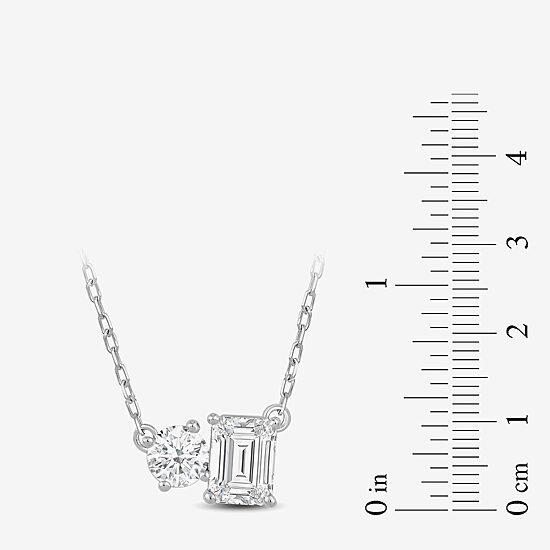 (F / Si2) Womens 1 CT. T.W. Lab Grown White Diamond 10K Gold 18 Inch Pendant Necklace