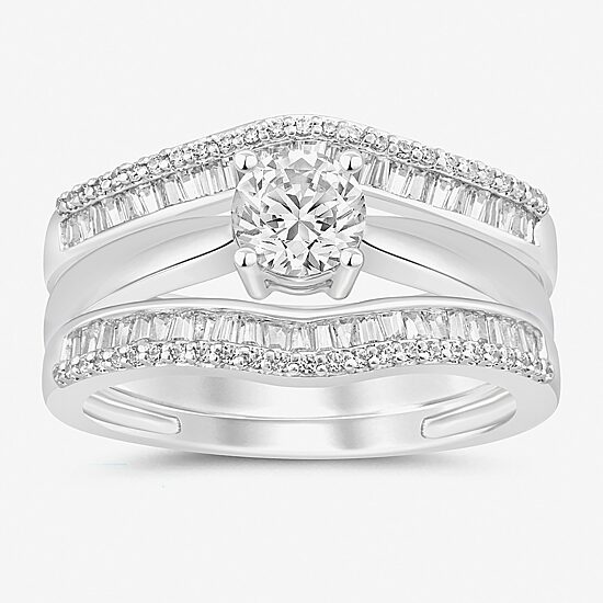 Womens 1/2 CT. T.W. Natural White Diamond 10K Gold Ring Guard