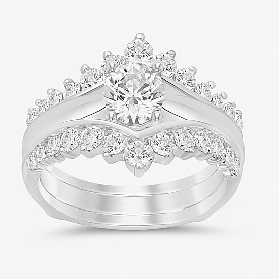 Womens 1 CT. T.W. Natural White Diamond 14K Gold Wedding Ring Guard