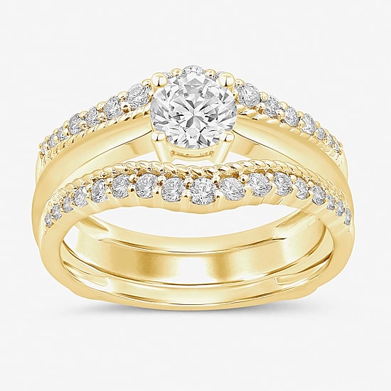 Womens 3/8 CT. T.W. Natural White Diamond 14K Gold Ring Guard