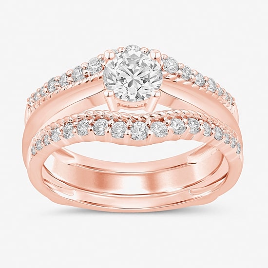 Womens 3/8 CT. T.W. Natural White Diamond 14K Gold Ring Guard
