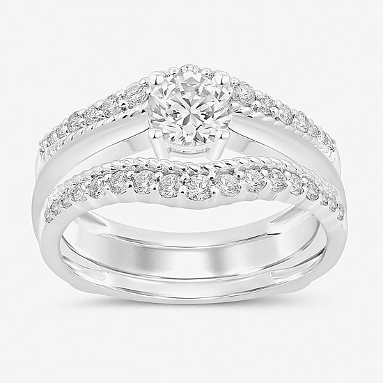 Womens 3/8 CT. T.W. Natural White Diamond 14K Gold Ring Guard