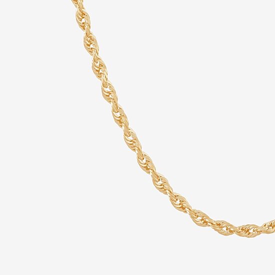 Womens 10K Gold 16 Inch Rope Chain Necklace