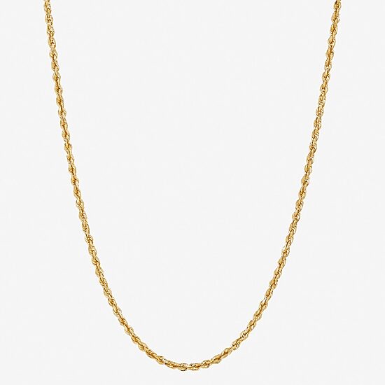 Womens 10K Gold 16 Inch Rope Chain Necklace