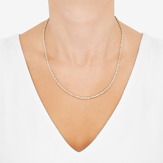 Womens 10K Gold 20 Inch Rope Chain Necklace