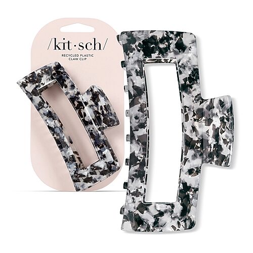 Kitsch Recycled Plastic Open Shape Claw Clip In Black