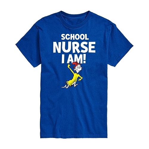 Mens Short Sleeve Dr. Seuss Nurse Graphic T-Shirt, X-large, Blue