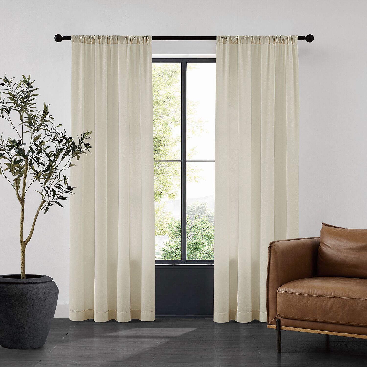 TRU-BARRIER Sheerbarrier Privacy Rod Pocket Sheer Set of 2 Curtain Panel