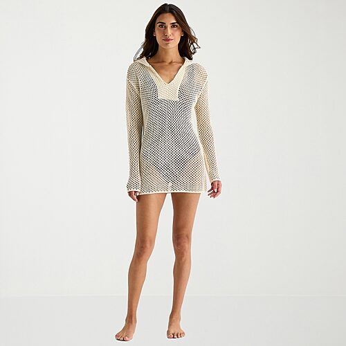 Mynah Swimsuit Cover-up Tops In Beige