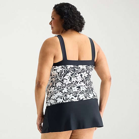 ZeroXposur Womens Comfort Straps Floral Plus Tankini Swimsuit Top